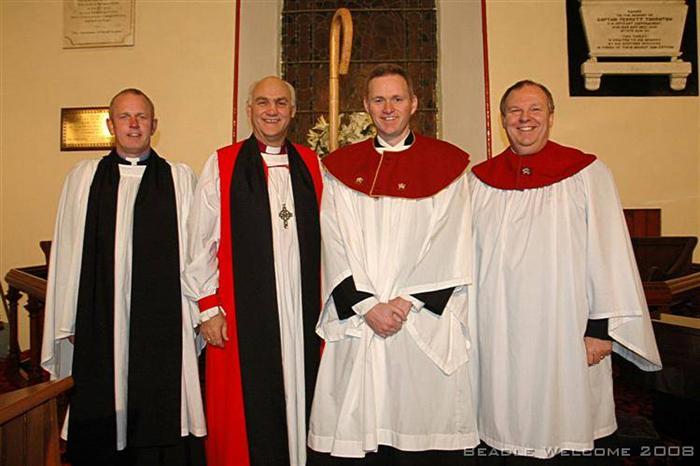 Rev Geoff, Bishop Ken, Capt Richard Beadle and Captain Colin Taylor